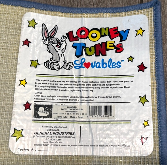 1996 Looney Tunes Lovables Tweety Bird Sleeping on Clouds Nursery Kids Area Rug - Picture 4 of 5